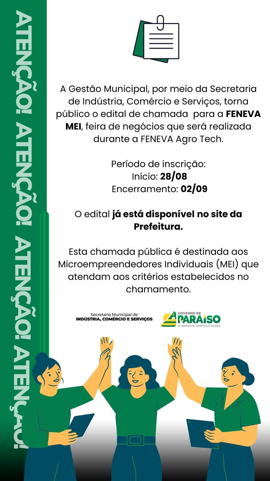 Prefeitura de Paraíso lança chamada pública para participação de MEIs na Feneva Agro Tech 2025