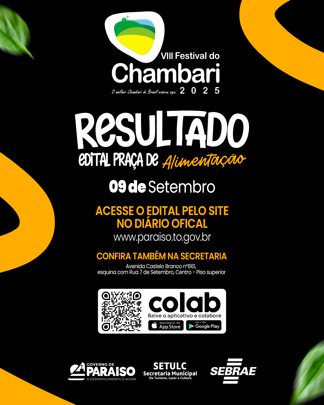Prefeitura de Paraíso divulga resultado da Chamada Pública para comércio no VIII Festival do Chambari