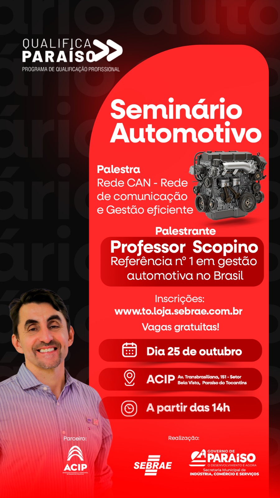 Prefeitura abre inscrições para Seminário Automotivo por meio do Qualifica Paraíso