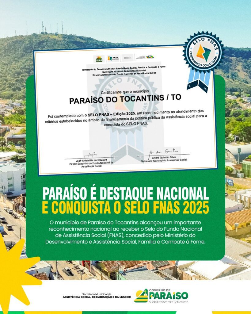 Foto: Reprodução/Prefeitura de Paraíso - TO